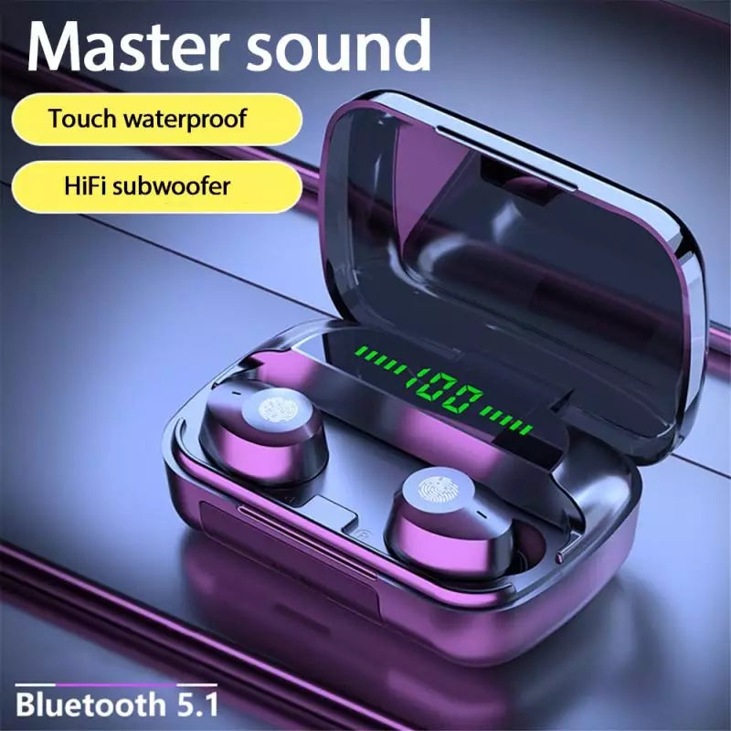 M5 TWS Touch Stereo Bluetooth Wireless Earbuds with LED Digital Display