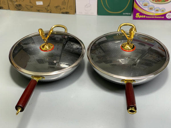 Laser Coating Frying Pan with Unique Handle design