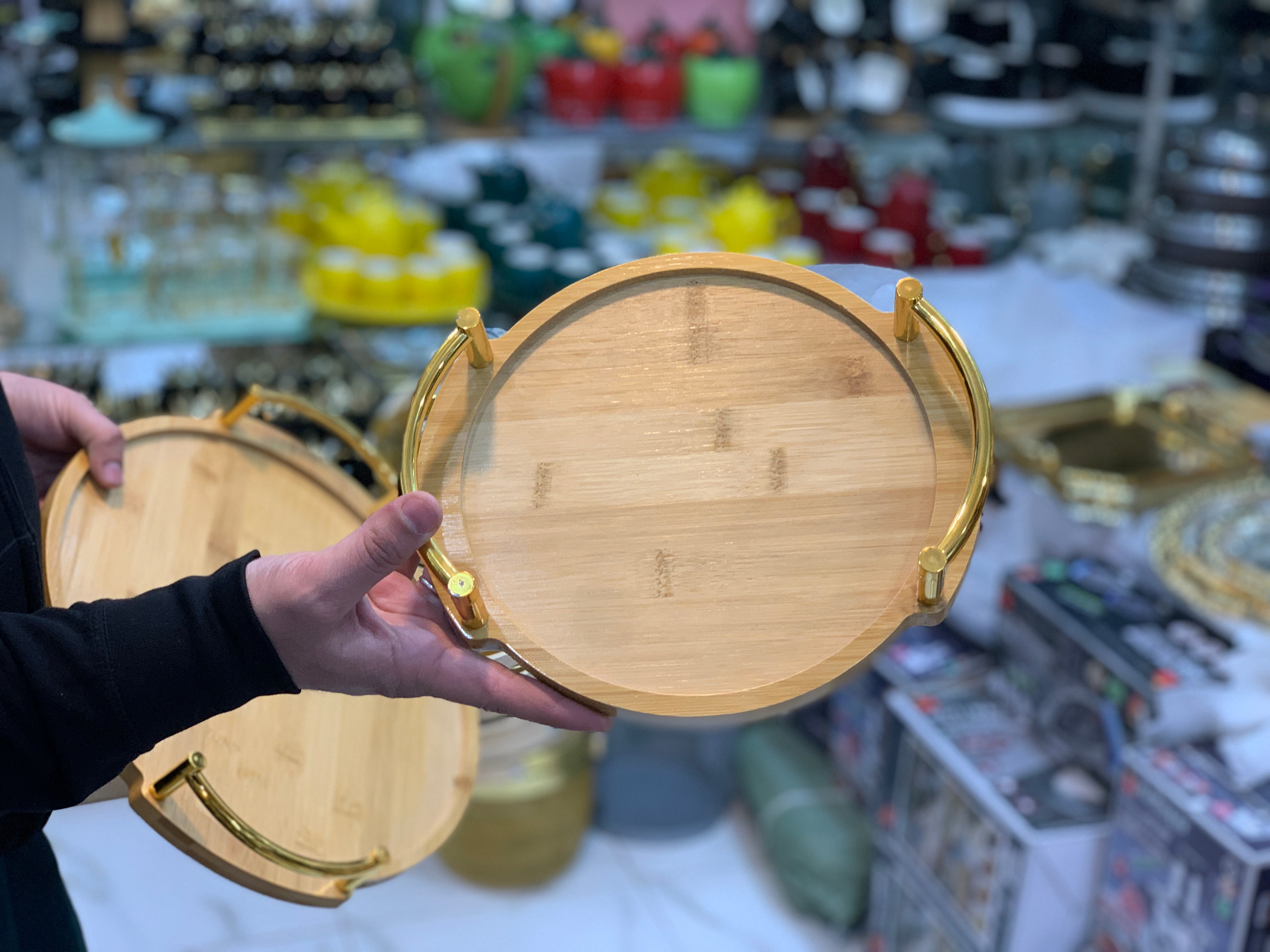 Bamboo Round Shape 3 Pieces Serving Trays