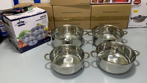 8PCS Cookware Set | 8 Pieces Stainless Steel Cookware Set