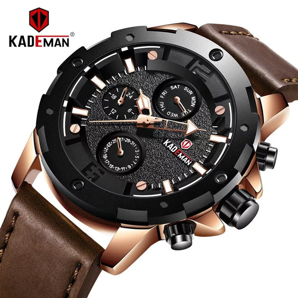 Kademan Luxury Quartz Leather Strap Wrist Watch N104