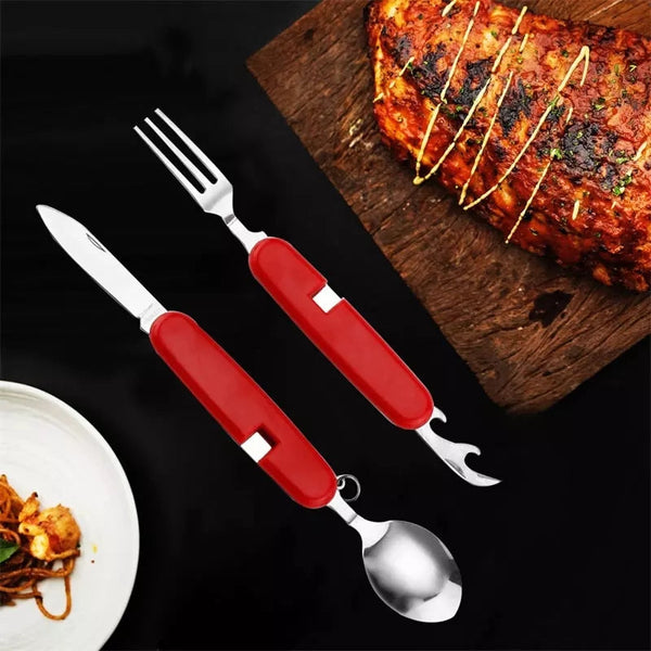 6 in 1 Folding Utensil Set for Outdoor Camping Picnic Travel