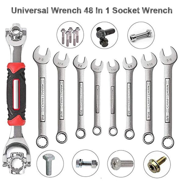 48 in 1 Universal Multi-Function Wrench with 360 Degree Rotating Head, Spanner Tool