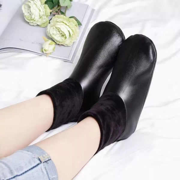 2 Pair Winter Warm Leather Thermal Boot Slipper Indoor House Soft Non-Slip Socks