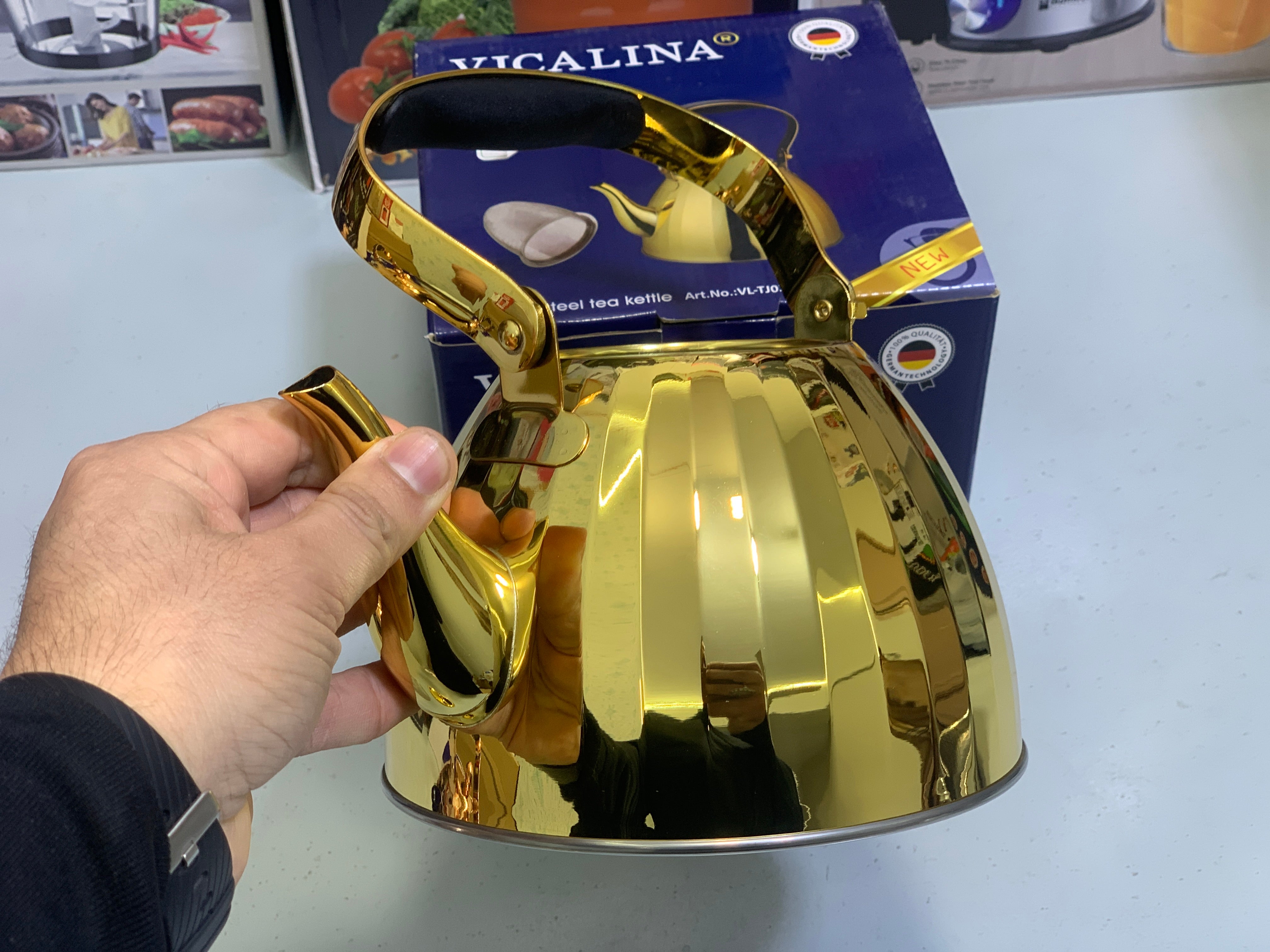 Vicalina Tea Kettles Goldens and Metal