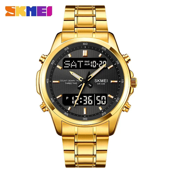 SKMEI 2049 Stainless Steel Luxury Analog Quartz Digital Watch