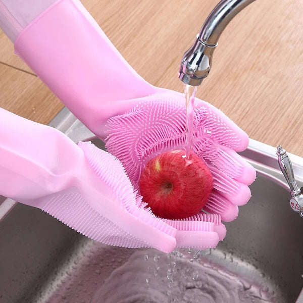 Magic Silicone Dish Washing Rubber Gloves Heat Resistant