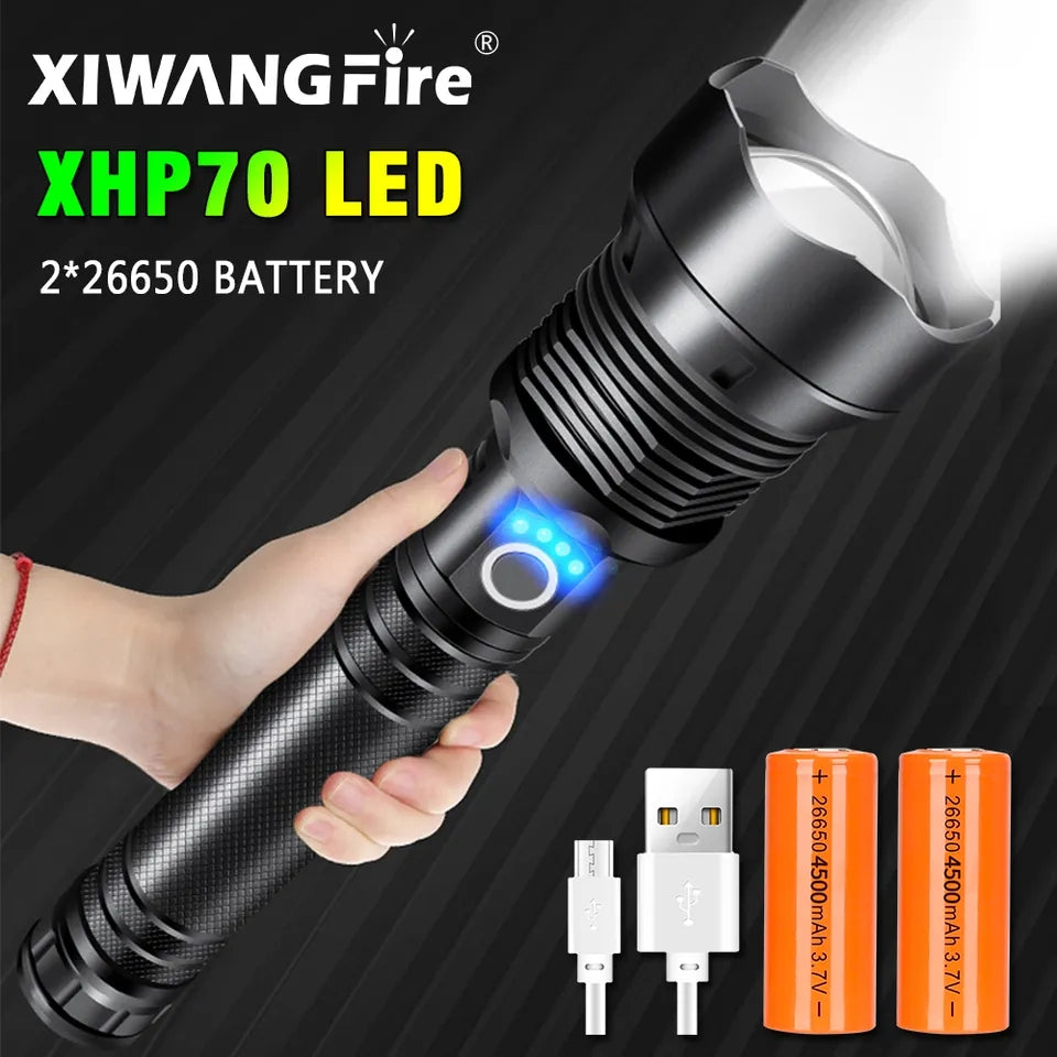 Long Range 9000-Lumens LED Rechargeable Super Bright Flashlight