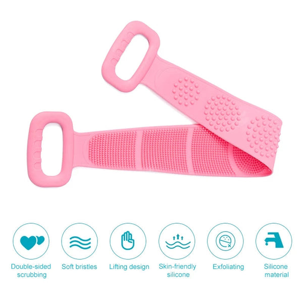 Silicone Back Scrubber, Dual Side Shower Bath Exfoliating Strap