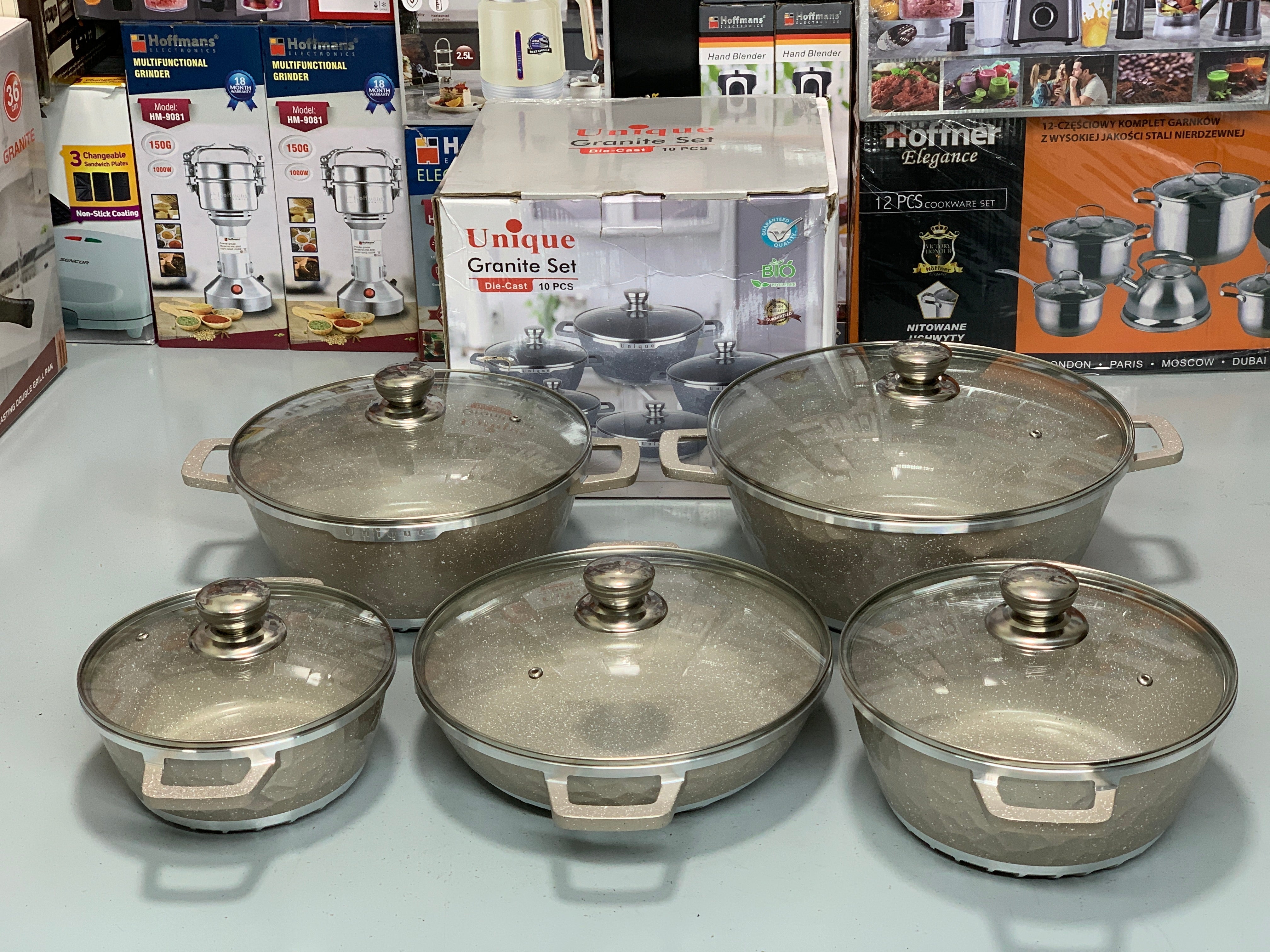 Unique Brand Non Stick Die Cast 10 Pieces Cookware Set