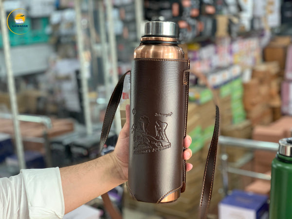 Gawadar Import's Vacuum Hot & Cold Bottles with Leather Cover  1500ml Stainless Steel   Hot Selling Item