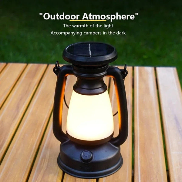 Portable Camping Lantern USB Rechargeable And Solar Energy Charging Waterproof Outdoor Hanging Emergency