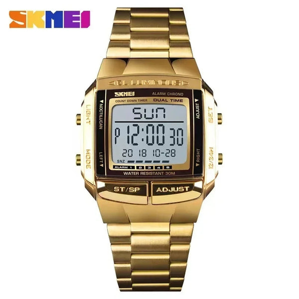 SKMEI 1381 Sports Fashion Digital Waterproof Stainless Steel Watches for Men