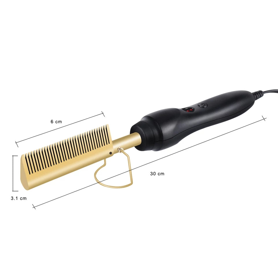 Hot Comb Hair Straightener Heat Pressing Comb, Portable Travel Anti-Scald Straightener Press Comb