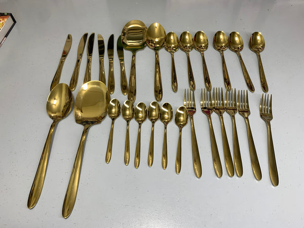 Pack of 54 Pieces Golden Cutlery Set for 12 Persons