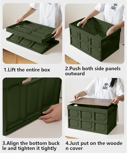 Multifunction Large Foldable Plastic Storage Bin- Green