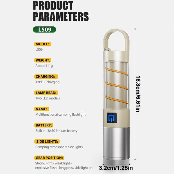 Rechargeable LED Flashlight and Camping Lantern in one