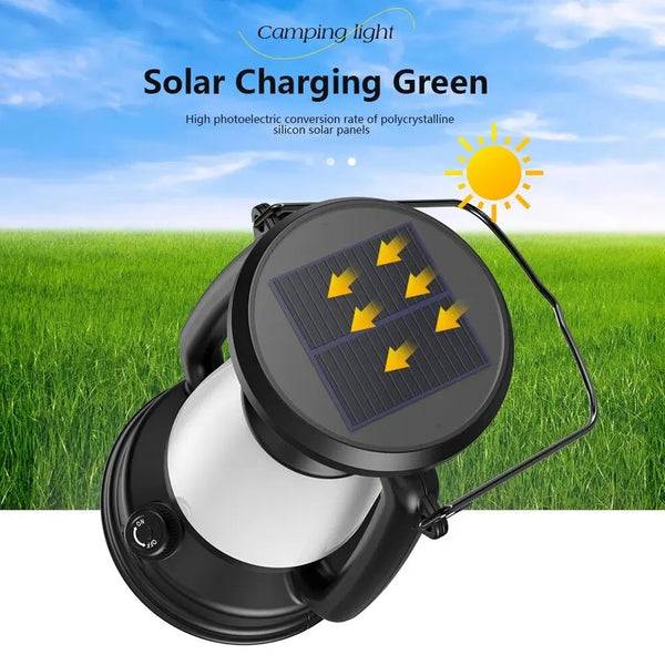 Portable Camping Lantern USB Rechargeable And Solar Energy Charging Waterproof Outdoor Hanging Emergency