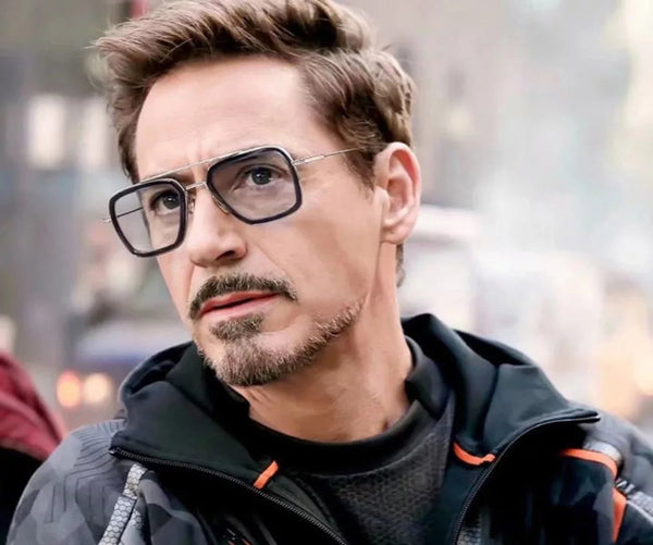 Tony Stark Sunglasses Vintage Square Metal Frame Eyewear