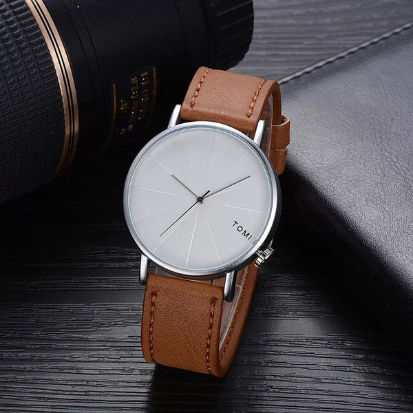 Tomi Brand Slim Luxury Leather Strap Wrist Watch TM100