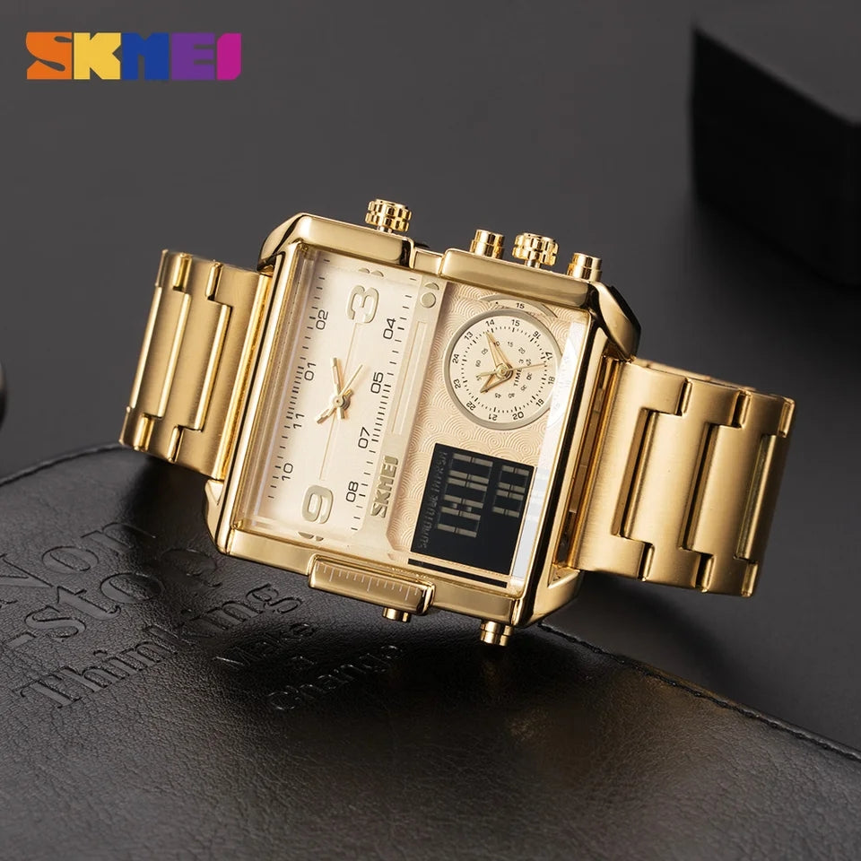 Skmei Stainless Steel Triple Time Watch