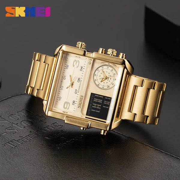 Skmei Stainless Steel Triple Time Watch