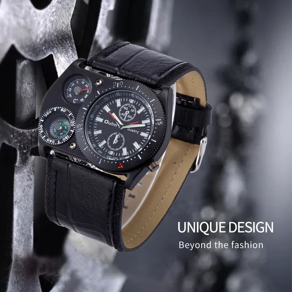 Oulm 4094 Luxury Brand Unique Design Leather Strap Watch