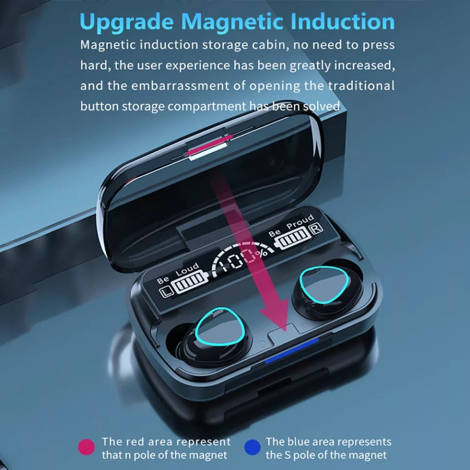 M10 Stereo Bluetooth Wireless Earbuds With LED Digital Display