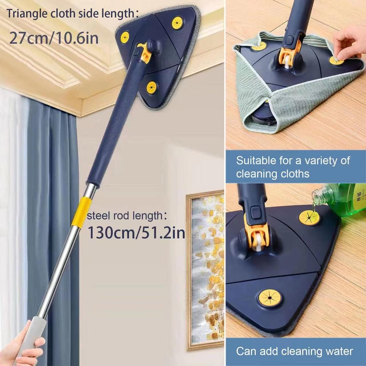 Hanif Trades Triangle Mop For Cleaning Floors, Walls, Tales and Solar Panels Trending Product