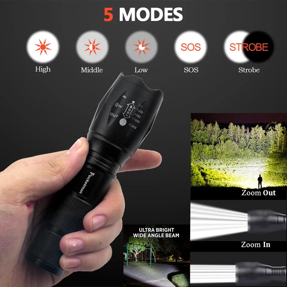 4 Colors High Lumens Bright Small Flashlight, Zoomable Waterproof Adjustable Brightness Flash Light