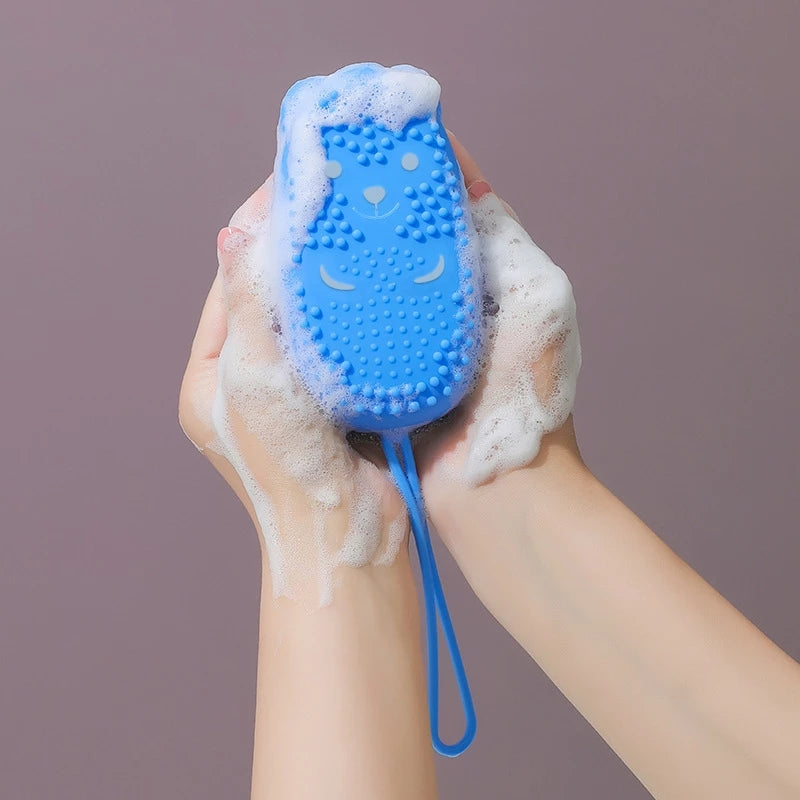 Silicone Bath Built in Soap Particle Massage Scrubber