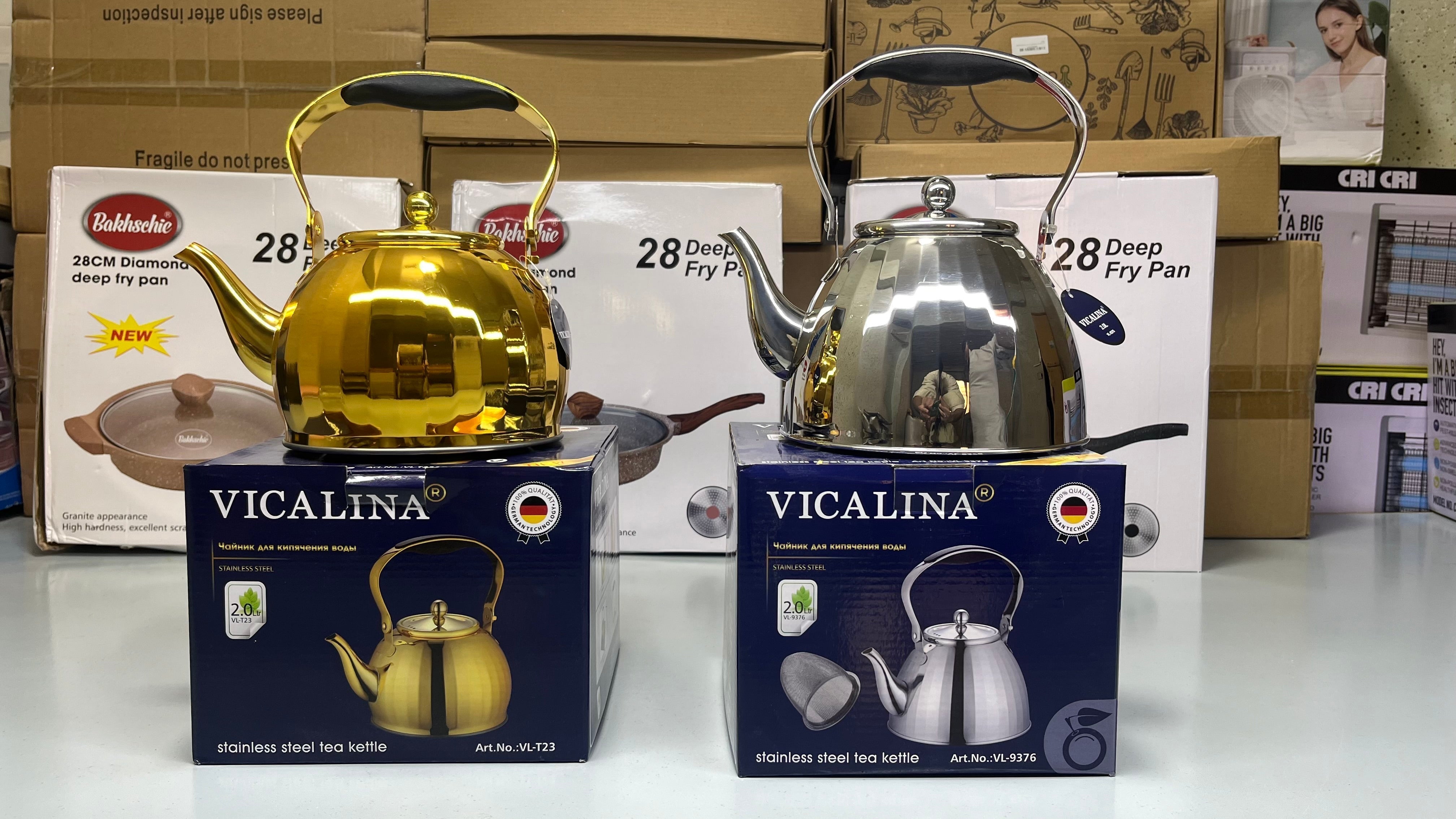 VICALINA® Germany Technology Golden and Silver Stainless Steel Stylish Tea Kettles