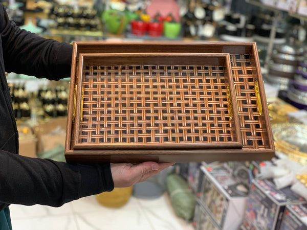 2 Pieces Serving Trays Bamboo