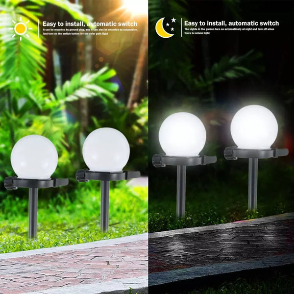 4 Pack Solar LED Ball Garden Light Waterproof for Yard Patio Walkway Landscape In-Ground Spike Pathway Cool White (X18)