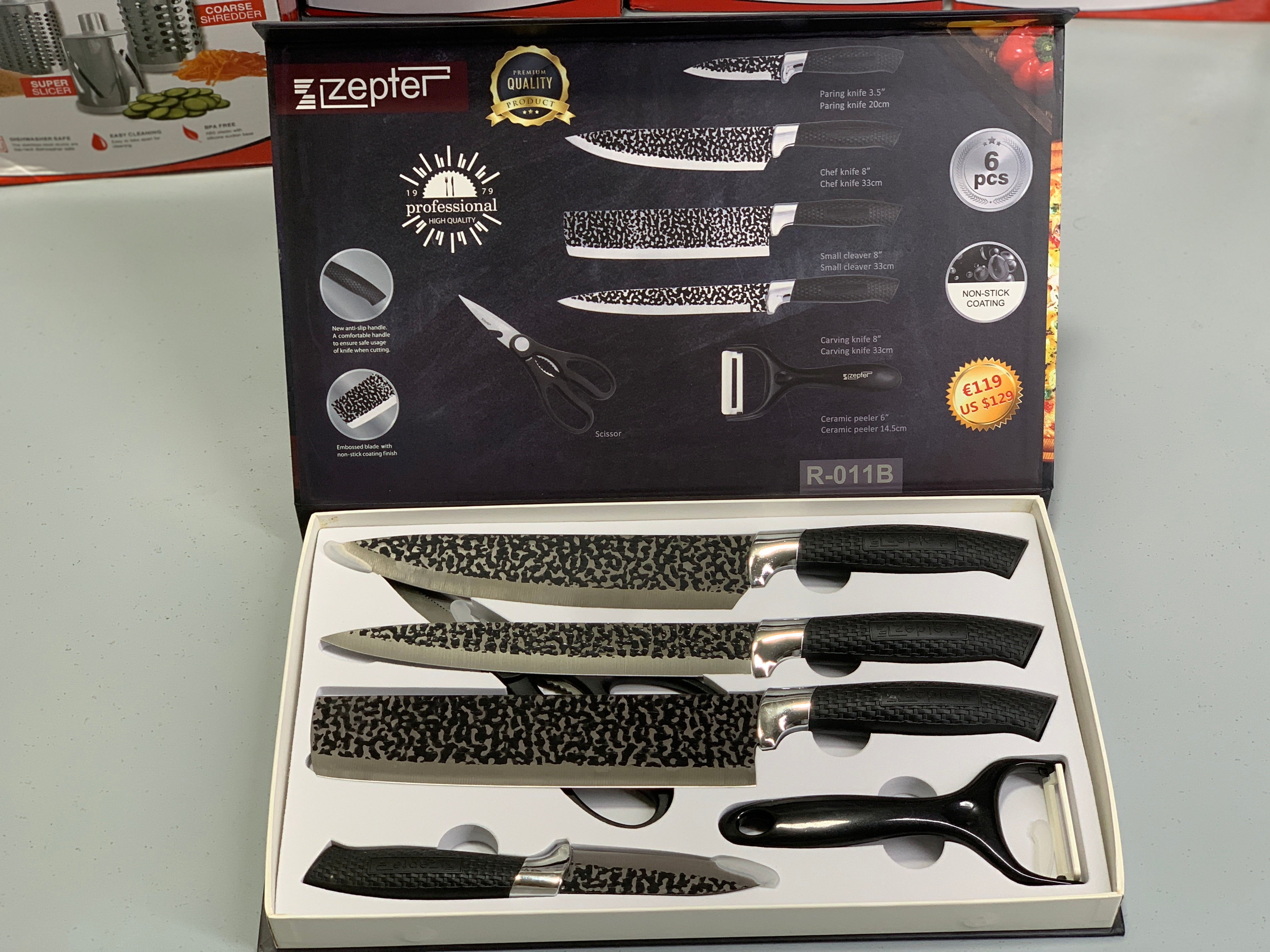 Dotted Pattern Zepter Knife Set 6 Pieces For Kitchen Use