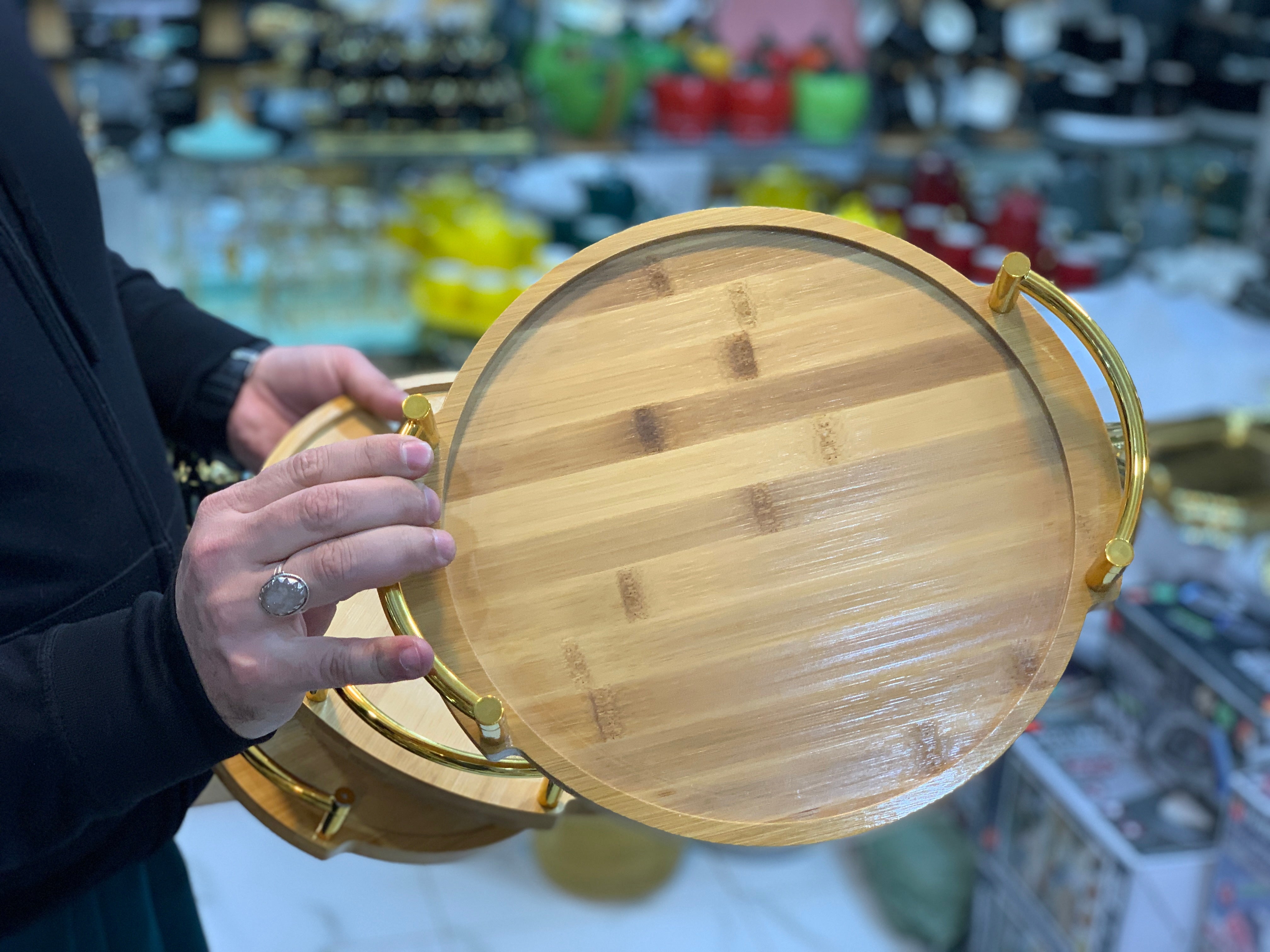 Bamboo Round Shape 3 Pieces Serving Trays