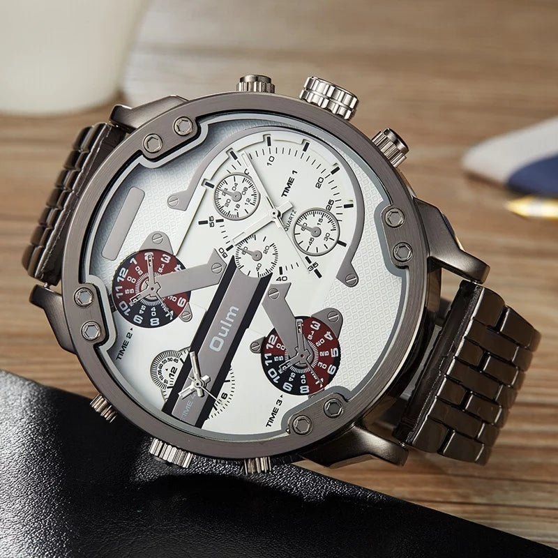 Oulm 3548 Luxury Brand Unique Stainless Steel 2 Watch