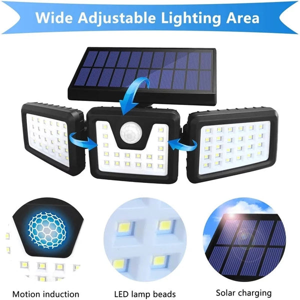 Triple Head Outdoor Waterproof Solar Motion Sensor Light