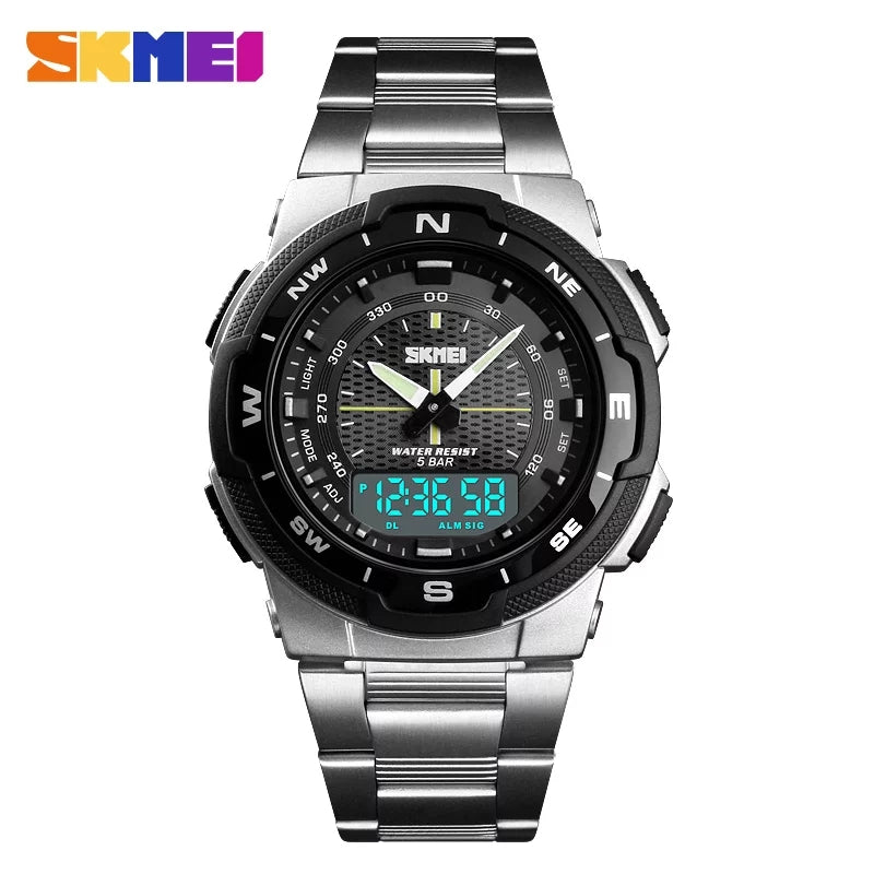 SKMEI 1370 Waterproof Stainless Steel Chronograph Watch