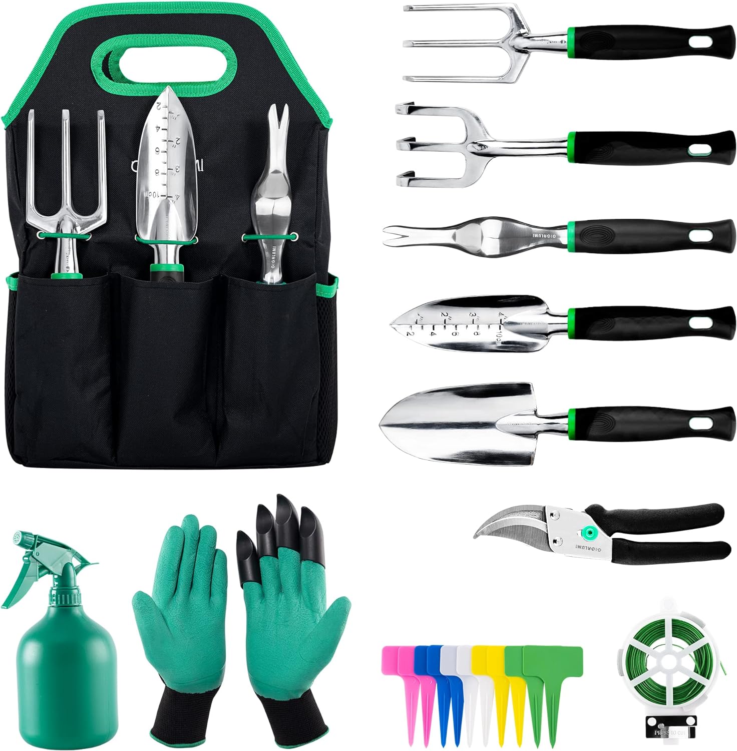 GIGALUMI Aluminum Gardening Tool Set 20 Pcs