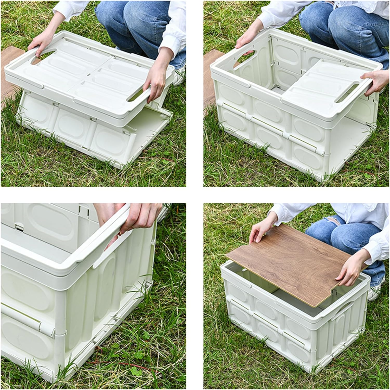 Multifunction Large Foldable Plastic Storage Bin- Green