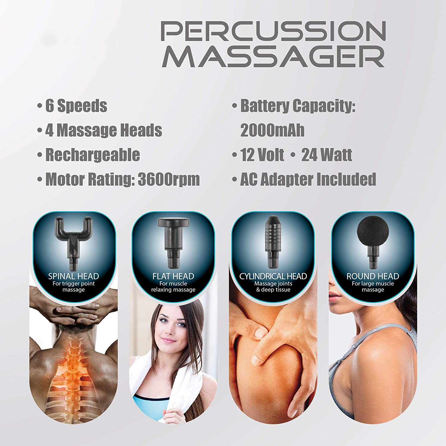 Cordless 12 Volt Deep tissue Percussion Massager