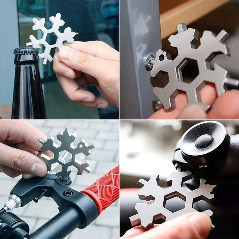 18 In 1 Snowflake Multi Pocket Tool Hex Wrench Bottle opener Screwdriver Spanner