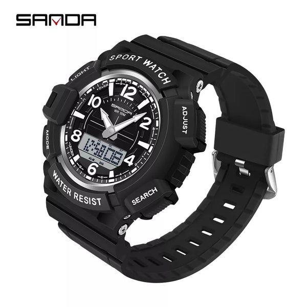 SANDA 6018 Sports Luxury Dual Time Waterproof Wrist Watch