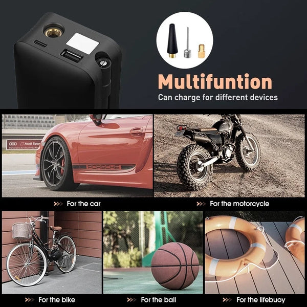 Digital Rechargeable Tyre Inflator & Power Bank Imported