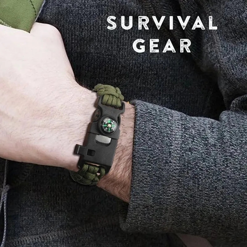 Outdoor Rescue Multi-Function Survival Paracord Bracelet with Compass & Whistle