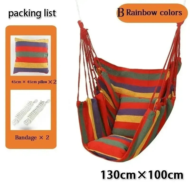 Outdoor Hanging Hammock Chair, Comfortable Durable Cotton Swing for Camping and Backyard with Cushion