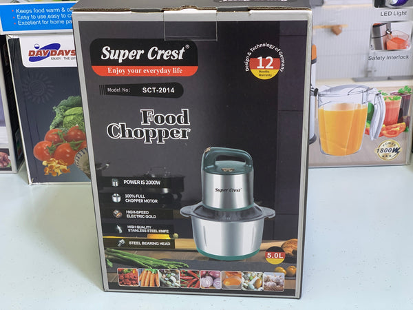 Super Crest 5L Meat Chopper with 2 Blades Stainless Steel