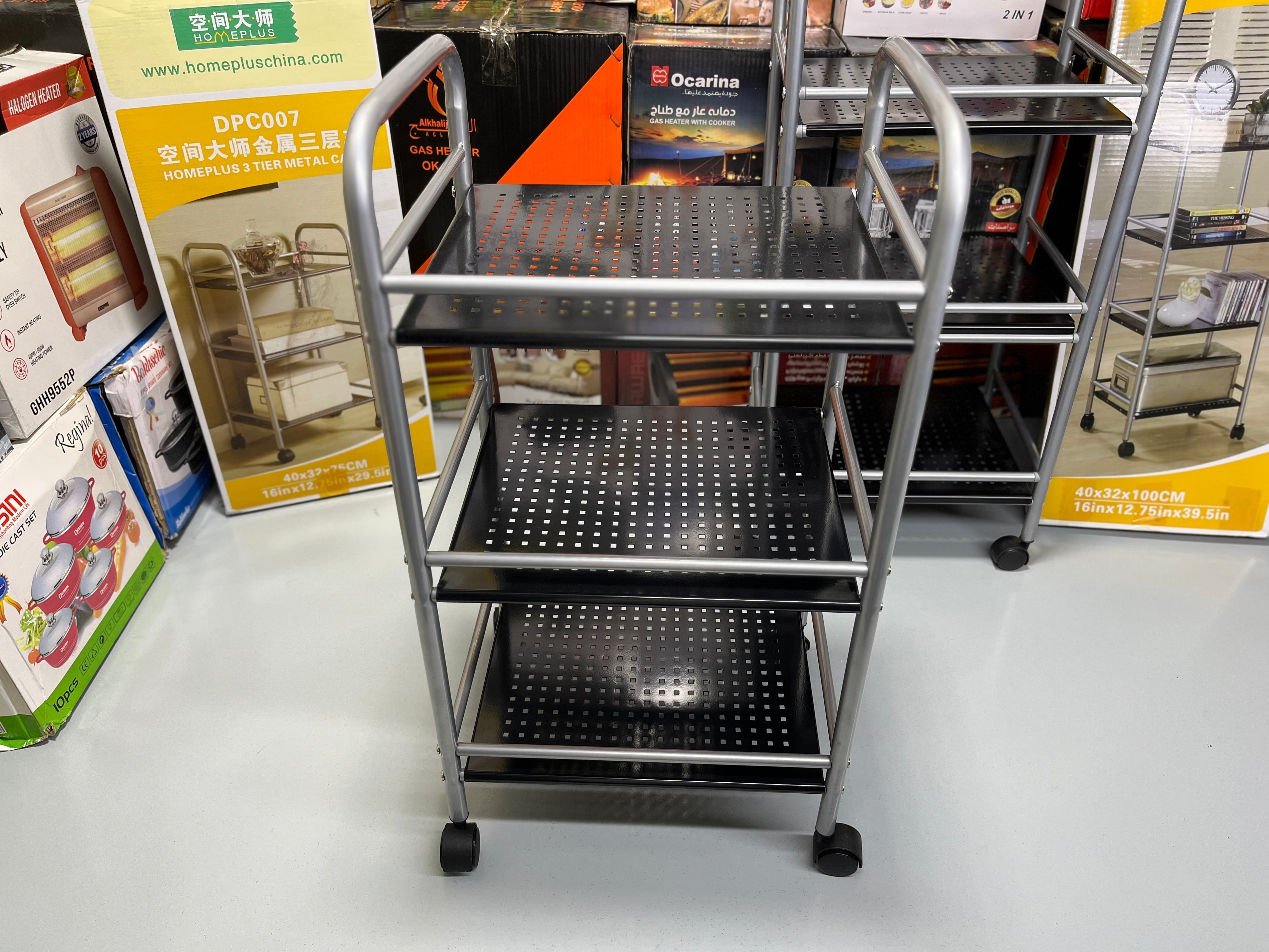 HOMEPLUS 2 Types Metal Cart 3 Tiers and 4 Tiers Mobile Storage Trolley