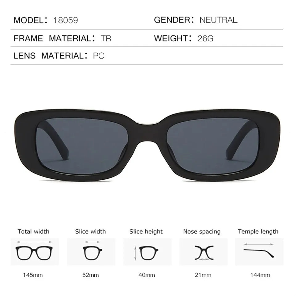 Women's Retro Style Rectangle Sunglasses UV 400 Protection Square Frame